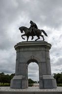 Sam Houston Statue in Hermann Park at clouds, usa, Texas, Houston