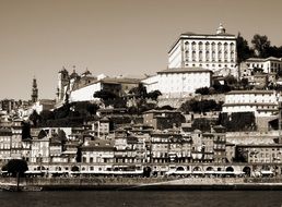 Black and white photo of Porto in Portugal