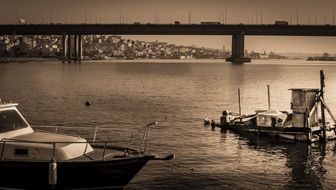 landscape of boats in port in Istanbul