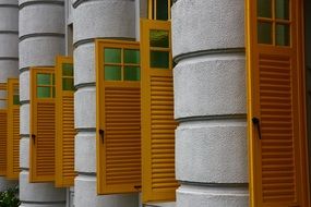 windows with wooden shutters in singapore