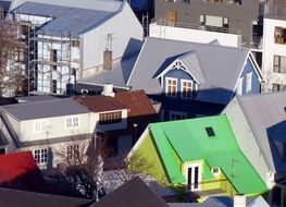 bright green roof of the house