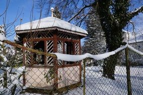snow-covered gazebo in the park in tuttlingen