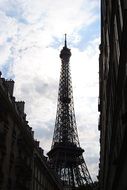 view through the houses of the eiffel tower
