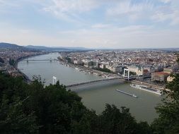 Panoramic view of city on danube river, hungary, Budapest