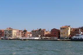 landscape of colorful residental Buildings on waterfront