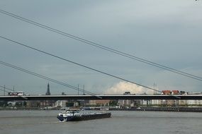 ship on the water in dusseldorf