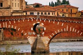 aged stone bridge, italy, verona