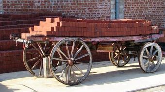 wooden Cart on the old brick factory