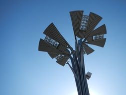 contemporary Street lanterns on pillar at sky