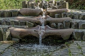 artificial Waterfall in park, netherlands, zutphen