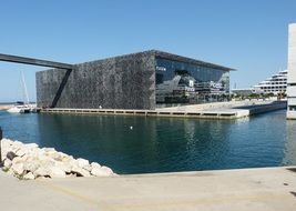 building of the museum on the water in marseille