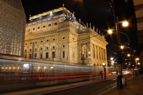 Prague National Theater at night