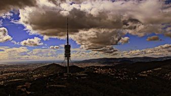 panorama of barcelona in the clouds