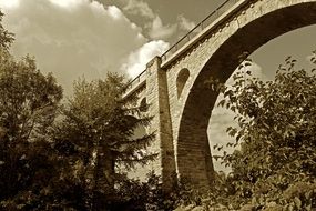 monochrome photo of Old Bridge with Arch