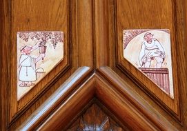 door with pictures of monks