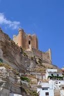 village at the foot of the castle on the mountain Spain