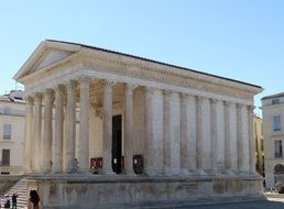 ancient roman architecture in the city of Nimes, France
