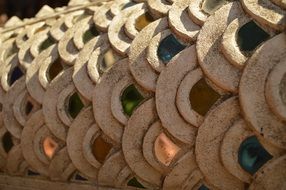 wooden patterns at a temple in thailand