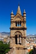 church tower over old city, italy, palermo