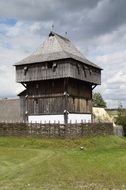 wooden tower of knight's castle in Bach Ritterburg