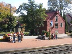 retro train station on a sunny day