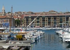 sailboats in the port at waterfront, france, marseille