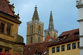 masonry towers and houses facades in Germany