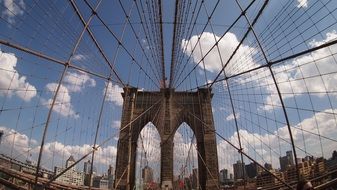 metal cables on the brooklyn bridge