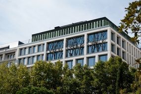 rectangular building with large Windows
