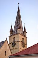 top of gothic Clock Tower at sky