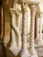 Historical romanesque columns of a monastery