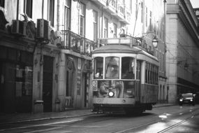 tram on the street of Lisbon