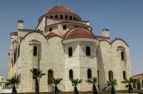 palm trees near the church in cyprus