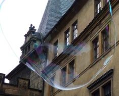 soap bubble on the background of the building