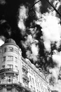 black and white photo of a building in austria