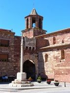 medieval red sandstone building, france, prades