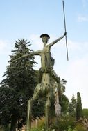 sculpture with a spear in the city