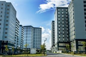 new residential buildings on a clear sunny day