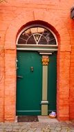 old entrance door to a colorful building