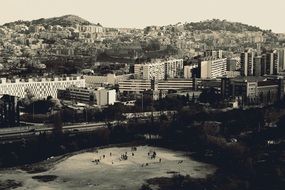 black and white cityscape from above, spain, Barcelona