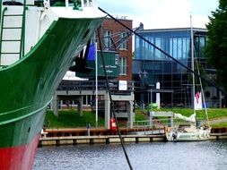 big ship at City on harbour, ââStade, germany