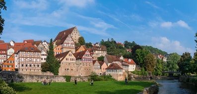 old town by the river Kocher, Germany