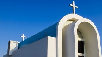 white modern church in Ayia Triada