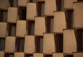 apartment building with narrow windows