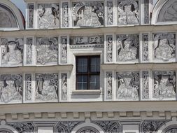 white patterns on the facade of the building