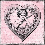 Heart Drawing Angel Vintage