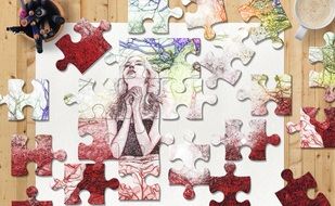 Puzzle Sketch Colors Woman
