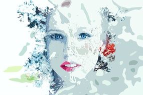 Winter Woman Portrait Blue Eyes