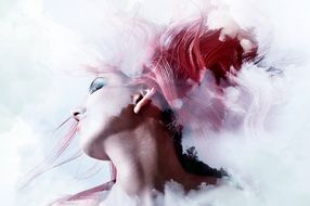 Woman Clouds Double Exposure