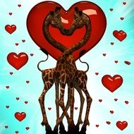 Love Heart Giraffe Together